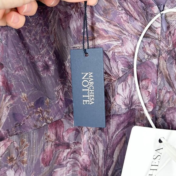 NWT Marchesa Notte Asymmetrical Long Sleeve Dress - Picture 9 of 9